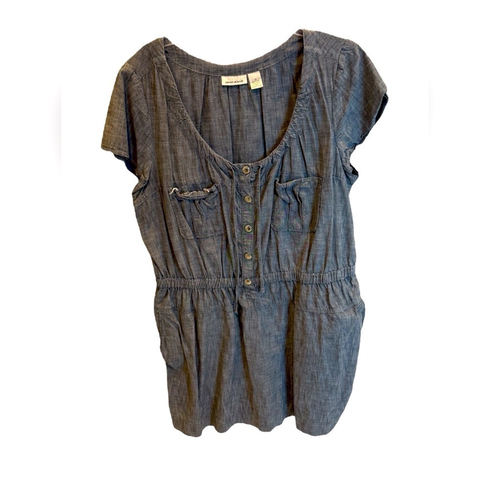DKNY Jeans Denim Blue Button Up Short Sleeve Dress Womens Size 22